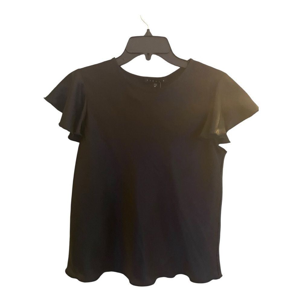 Tiana B Black Cap Sleeve‎ Ruffled Blouse